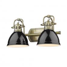  3602-BA2 AB-BK - Duncan 2 Light Bath Vanity in Aged Brass with Black Shades